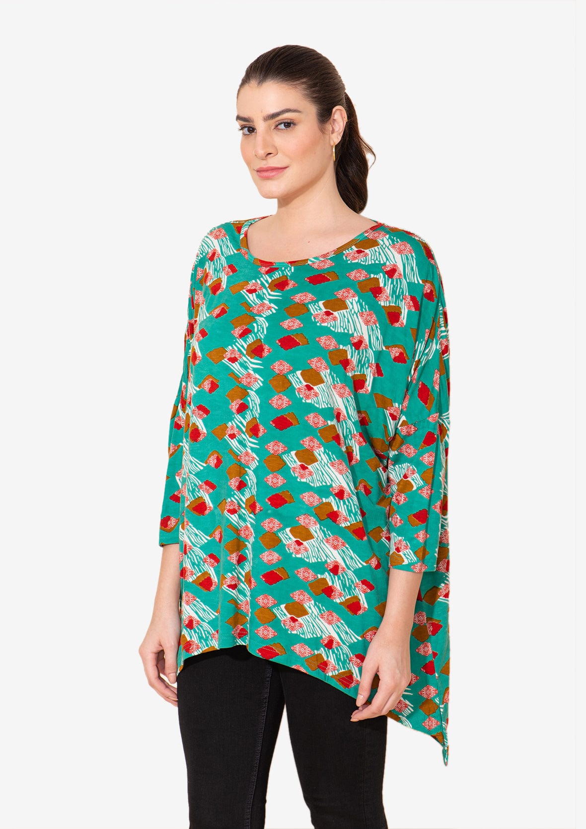 Floral Top With Asymmetrical Hem