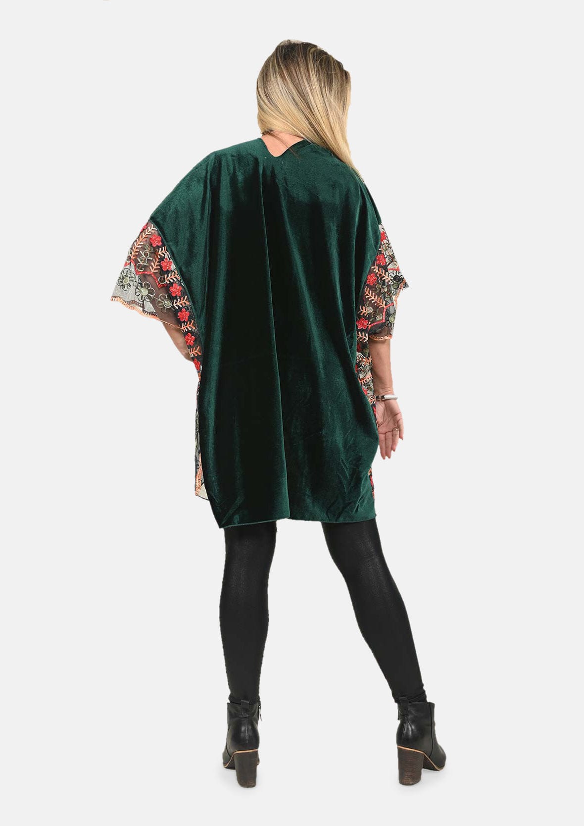 Floral Embroidered Velvet Kimono