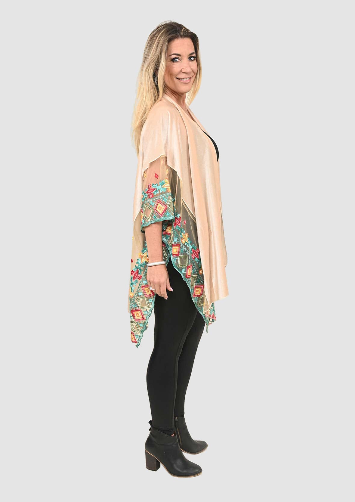 Floral Embroidered Velvet Kimono