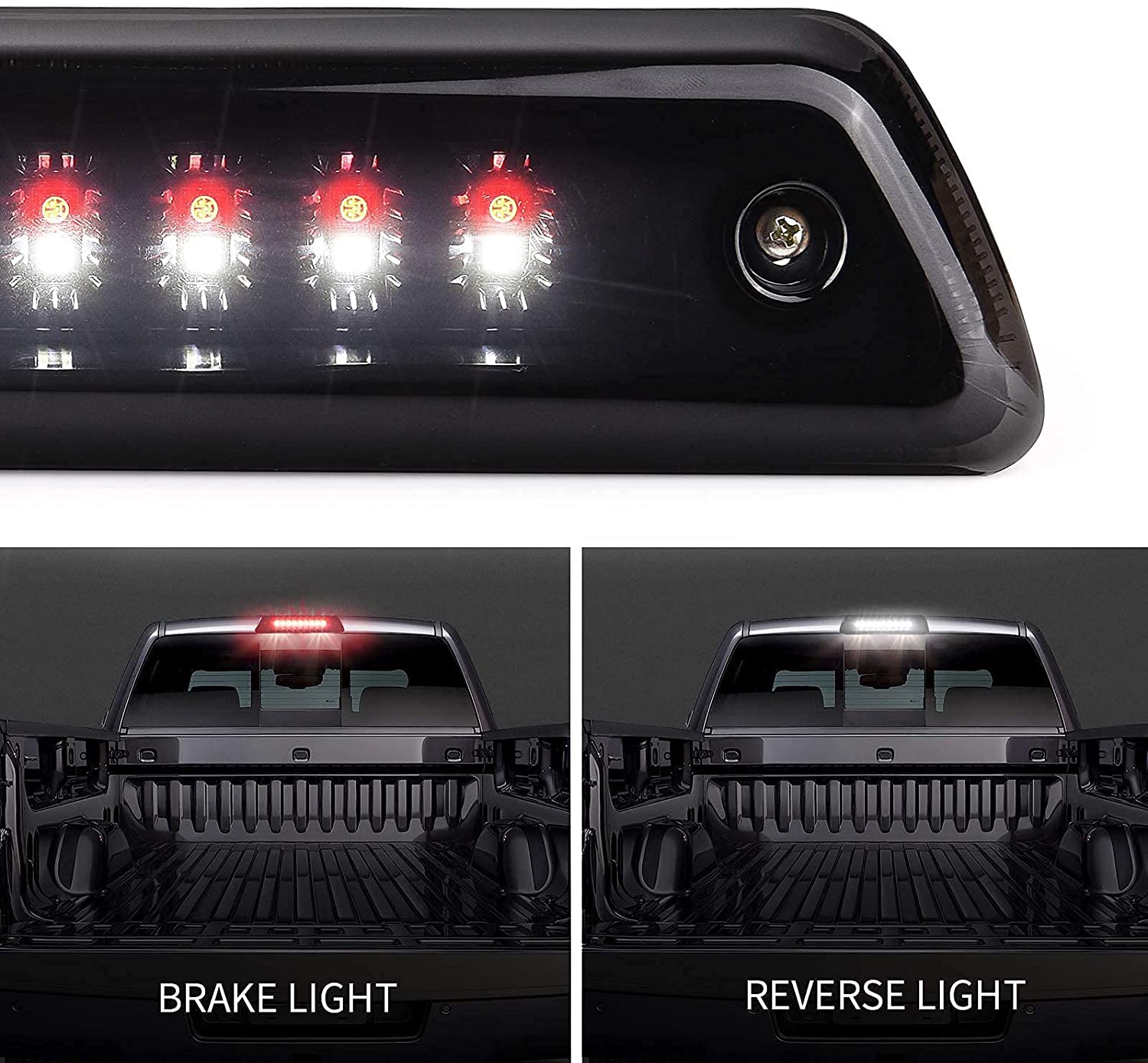 Red/White 3rd LED Brake/Reverse Light High Mount Rear Cab Cargo Lamp Compatible with 2009-2014 F150 -  Somked