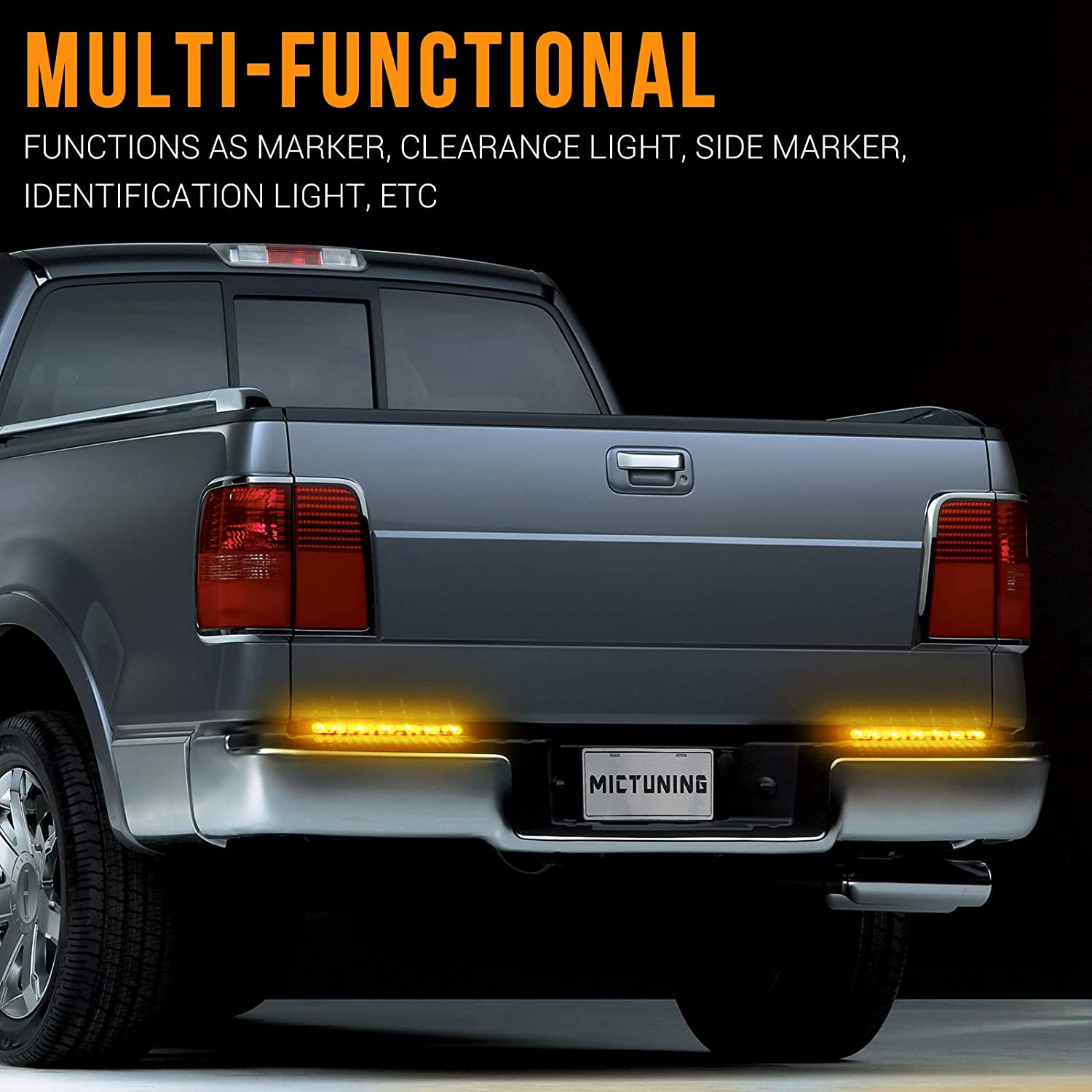 2Pcs 10' 15x LEDs Trailer Identification Light Bar Strip, Truck Rear Marker Turn Signal Light, Tail Clearance Light