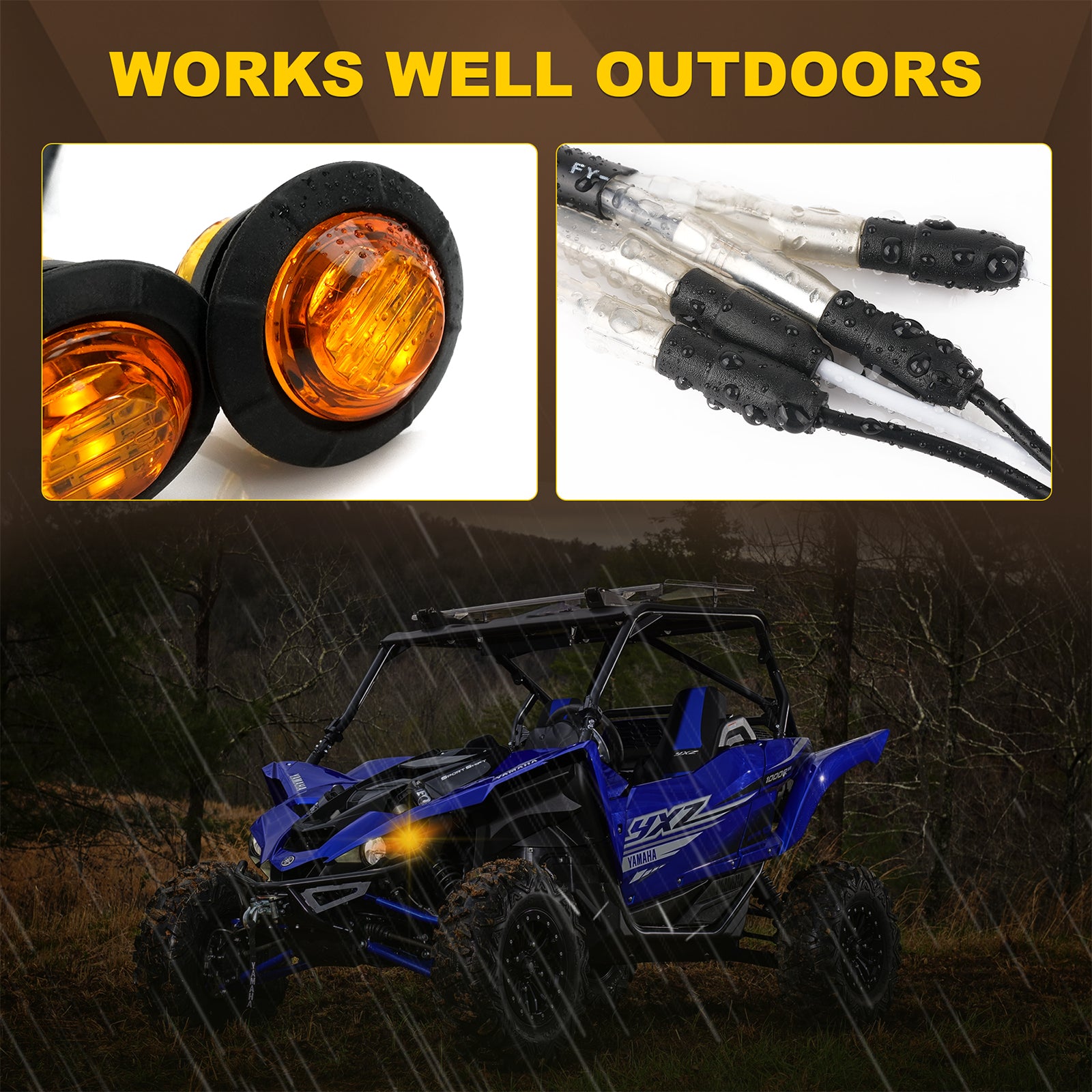 UTV/ATV Turn Signal Horn Kit, Amber Light Universal Street Legal With Toggle Switch Relay Wire Harness Compatible With Pioneer, RZR, Can-Am, Kawasaki