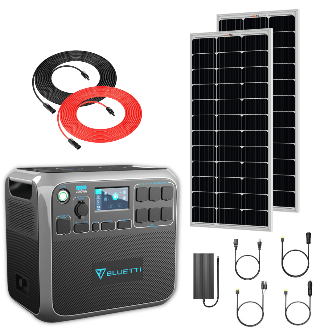 Bluetti AC200P 2000Wh 2000W Solar Generator + 100W Rigid Monocrystalline Solar Panels Kit
