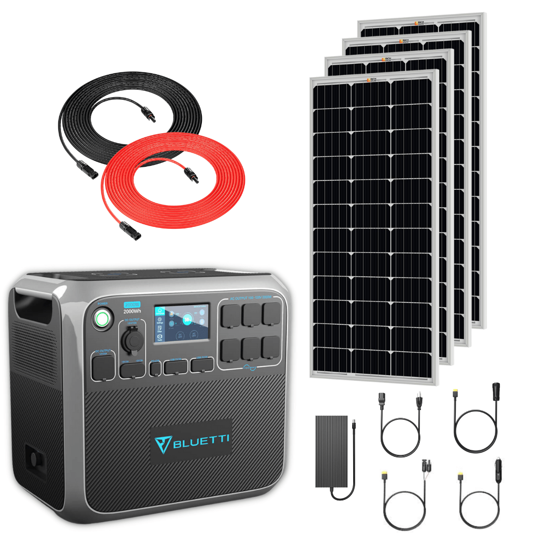 Bluetti AC200P 2000Wh 2000W Solar Generator + 100W Rigid Monocrystalline Solar Panels Kit