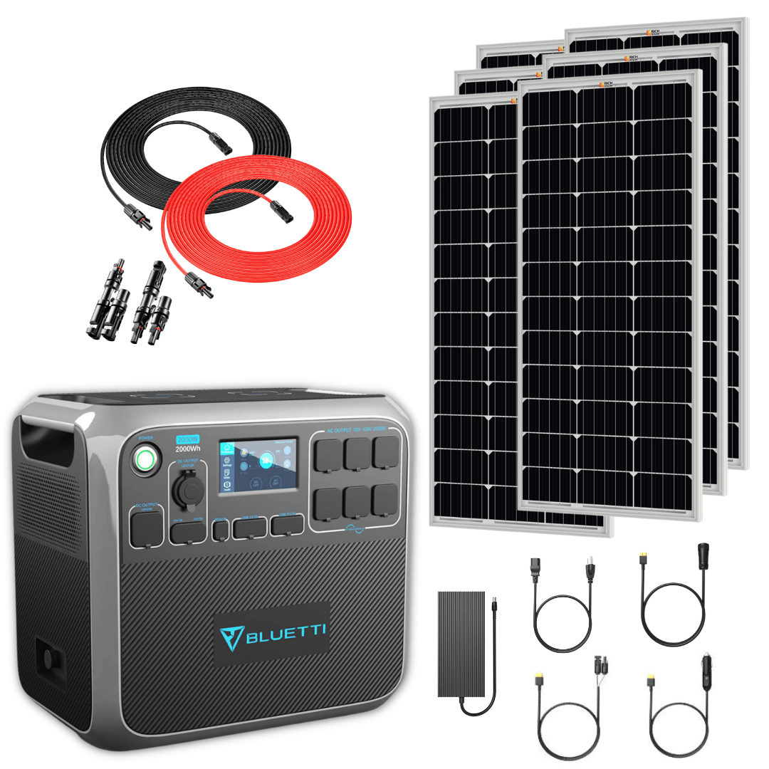 Bluetti AC200P 2000Wh 2000W Solar Generator + 100W Rigid Monocrystalline Solar Panels Kit