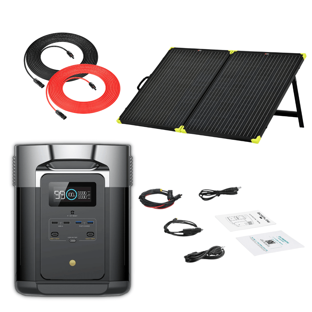 EcoFlow DELTA Max 2016Wh 2400W Solar Generator + 200W Portable Monocrystalline Solar Panels Kit