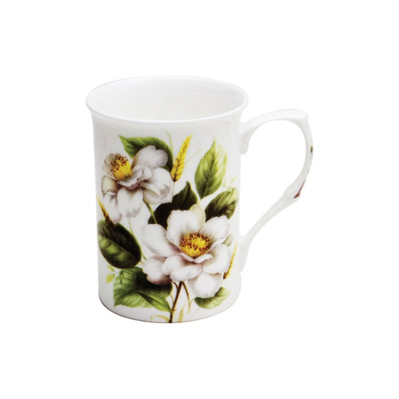 White Magnolia Mugs, Set of 4