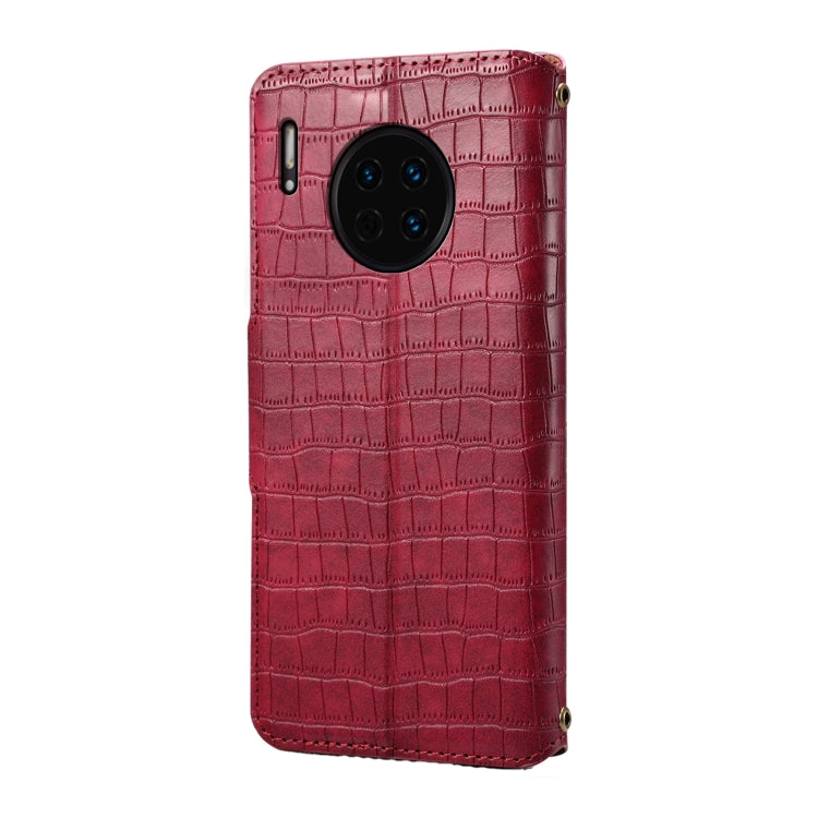 For Huawei Mate 30 Denior Crocodile Texture Oil Edge Leather Phone Case(Rose Red)