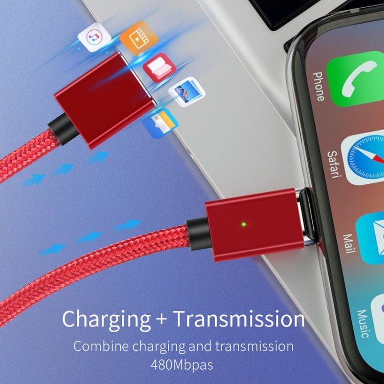 2 PCS ESSAGER Smartphone Fast Charging and Data Transmission Magnetic Cable with Micro USB Magnetic Head, Cable Length: 2m(Red)