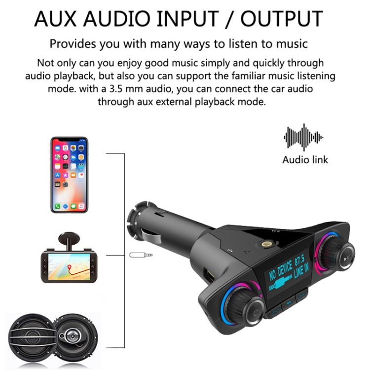 BT06 Dual USB Charging Smart Bluetooth 4.0 + EDR FM Transmitter MP3 Music Player Car Kit with 1.3 inch LED Screen, Support Bluetooth Call, TF Card & U Disk