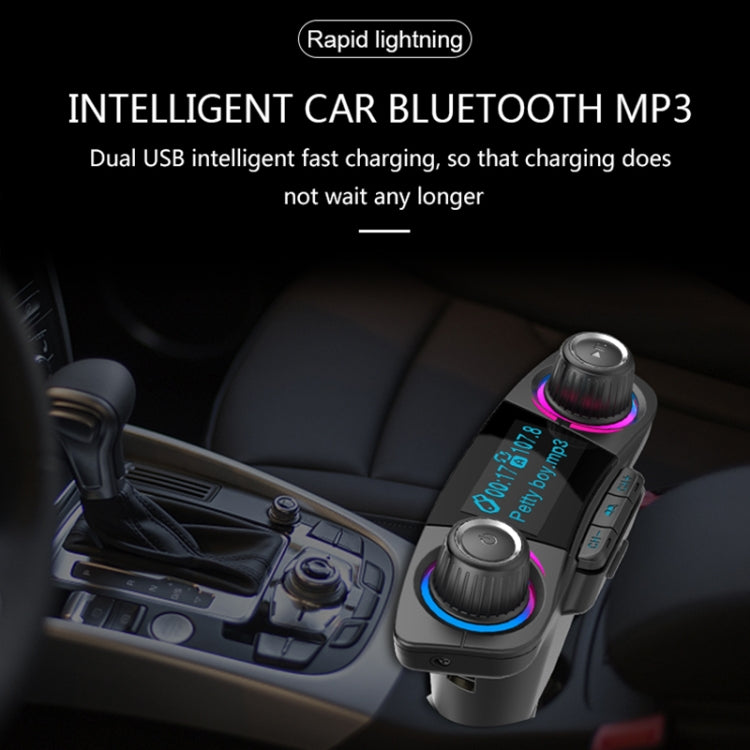 BT06 Dual USB Charging Smart Bluetooth 4.0 + EDR FM Transmitter MP3 Music Player Car Kit with 1.3 inch LED Screen, Support Bluetooth Call, TF Card & U Disk