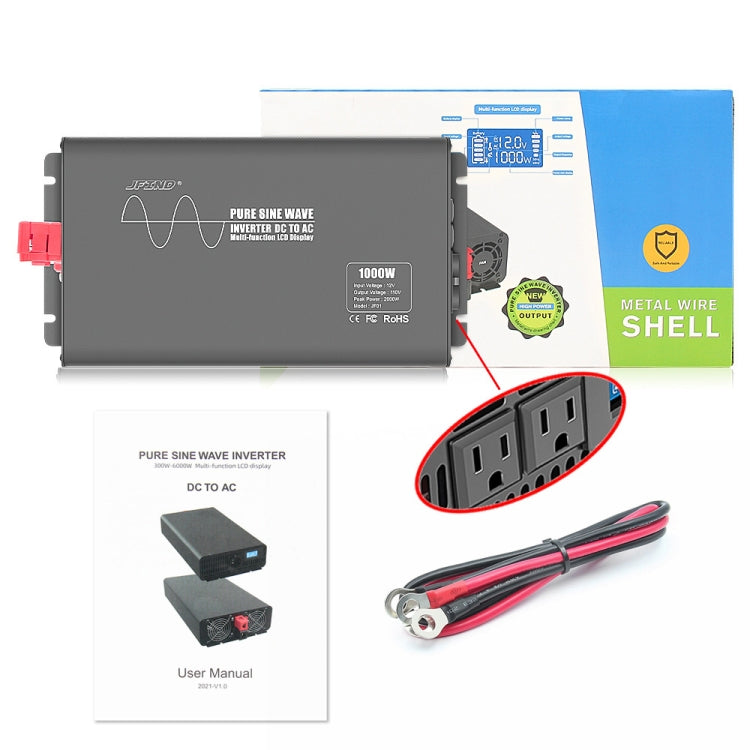 JFIND Car 1000W 12V to 110V Pure Sine Wave Power Inverter, US Plug