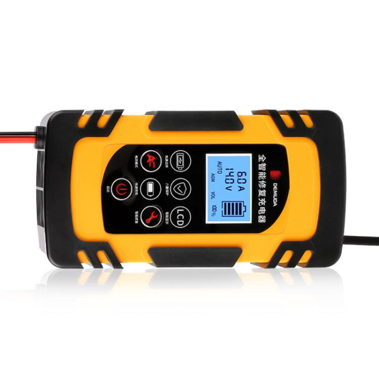 DEMUDA DC-80 Car Battery Charger 12V/24V Intelligent Pulse Repair Type Lead-acid Battery, Plug Type:AU Plug(Yellow)