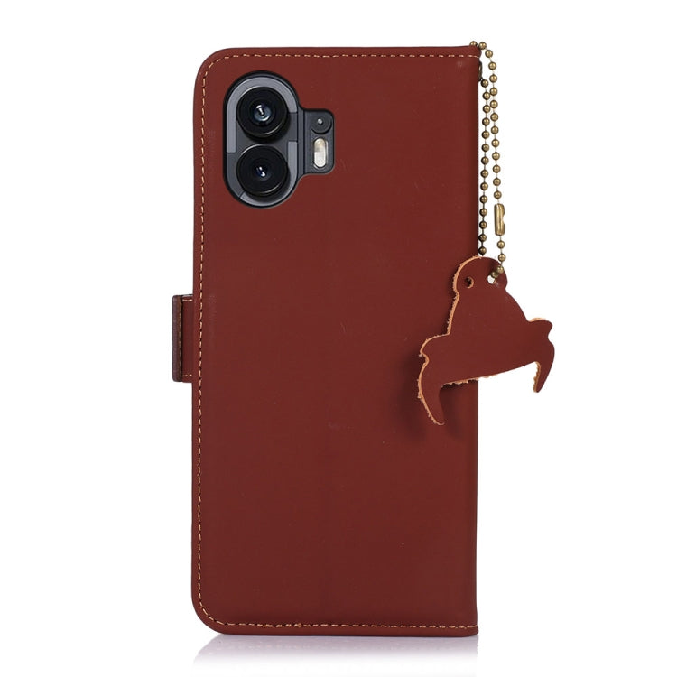 For Nothing Phone 2 Genuine Leather Magnetic RFID Leather Phone Case(Coffee)