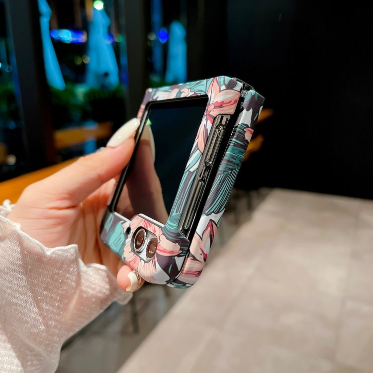 For Samsung Galaxy Z Flip5 Flower Series Pattern Phone Case(White Lotus)