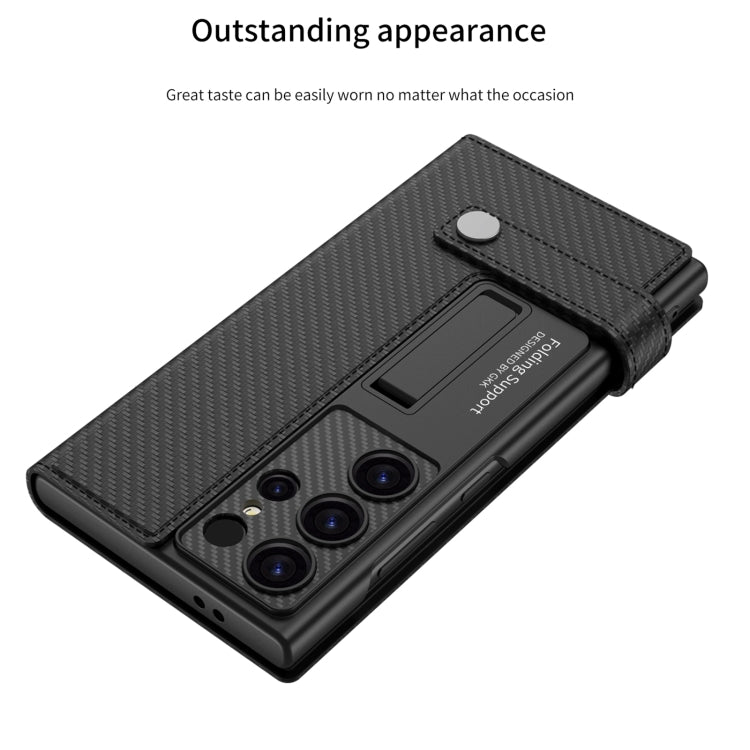 For Samsung Galaxy S24 5G GKK Flip Wallet Leather Phone Case, Without Pen(Carbon Fiber Texture)