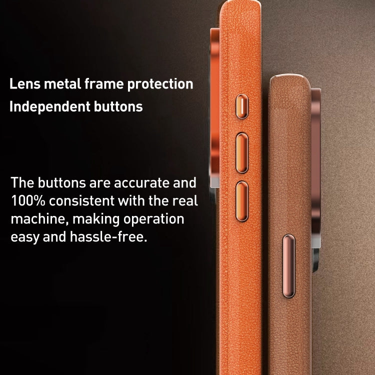 For iPhone 14 Plus Metal Lens Frame Leather Magsafe Full Coverage Shockproof Phone Case(Black)