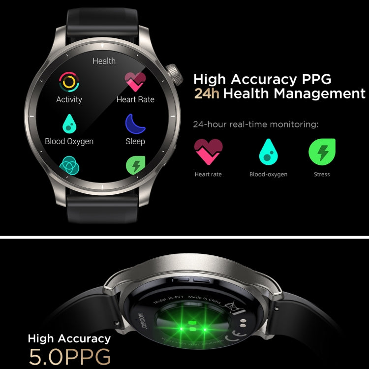 JOYROOM JR-FV1 Venture Series 1.43 inch Bluetooth Call Smart Watch Supports Sleep Monitoring/Blood Oxygen Detection(Dark Grey)