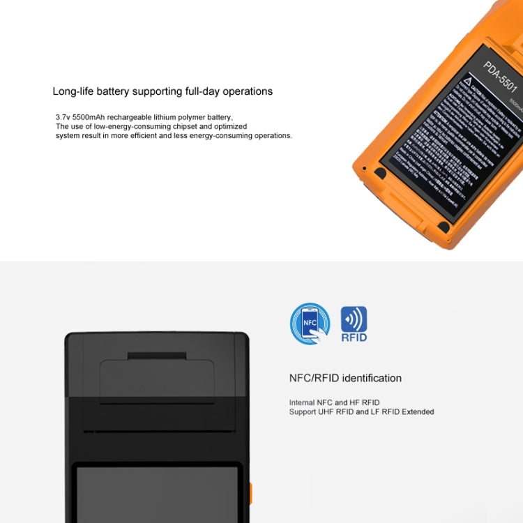 PDA-5501 Multi-function 5.5 inch IPS Screen IP65 Protection All-in-one Intelligent Terminal, Built-in Thermal Line Printer & MIC & Speaker, Support WiFi & Bluetooth & GPS(Black)