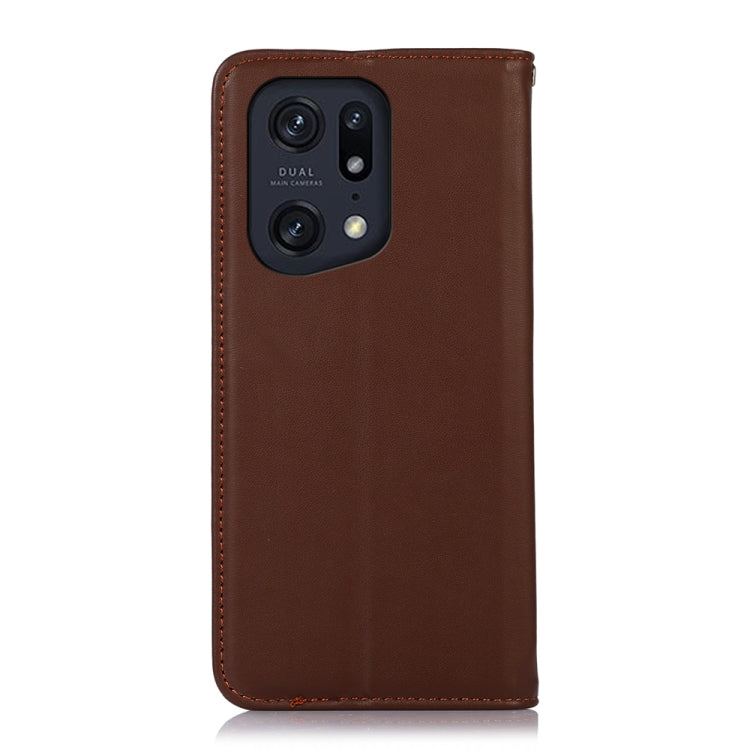 For OPPO Find X5 Pro 5G KHAZNEH Nappa Top Layer Cowhide Leather Phone Case(Brown)