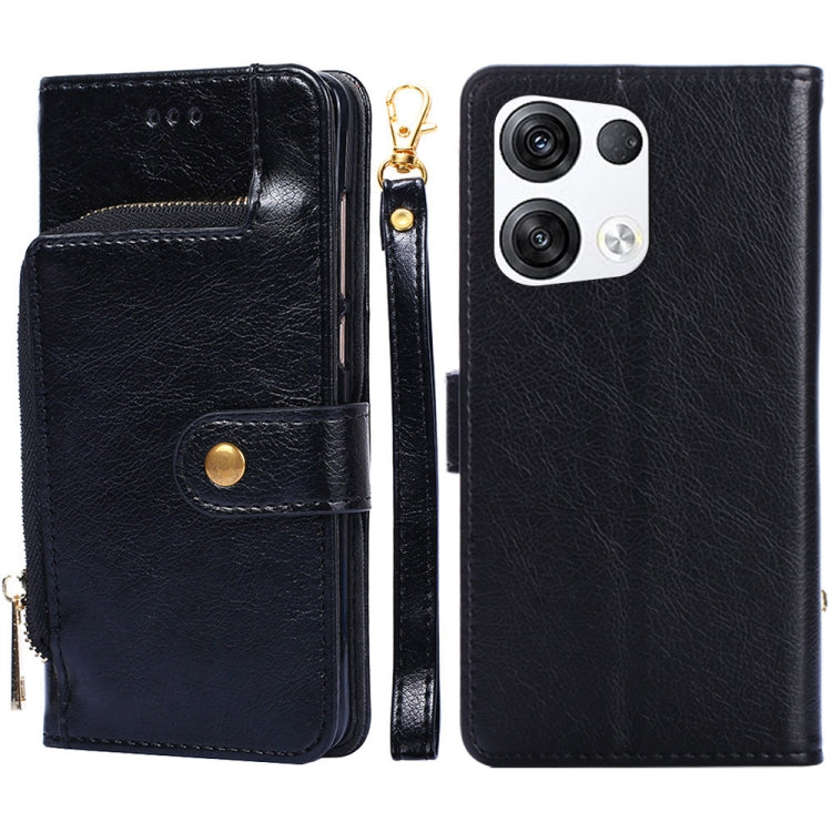 For OPPO Reno8 Pro+ 5G Zipper Bag PU + TPU Horizontal Flip Leather Phone Case(Black)