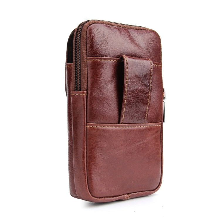 6.3 inch and Below Universal Crazy Horse Texture Genuine Leather Men Vertical Style Case Waist Bag with Belt Hole for Sony, Huawei, Meizu, Lenovo, ASUS, Cubot, Oneplus, Xiaomi, Ulefone, Letv, DOOGEE, Vkworld, and other Smartphones(Brown)