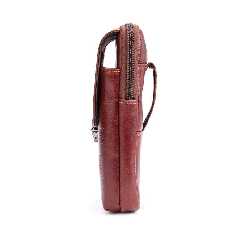 6.3 inch and Below Universal Crazy Horse Texture Genuine Leather Men Vertical Style Case Waist Bag with Belt Hole for Sony, Huawei, Meizu, Lenovo, ASUS, Cubot, Oneplus, Xiaomi, Ulefone, Letv, DOOGEE, Vkworld, and other Smartphones(Brown)