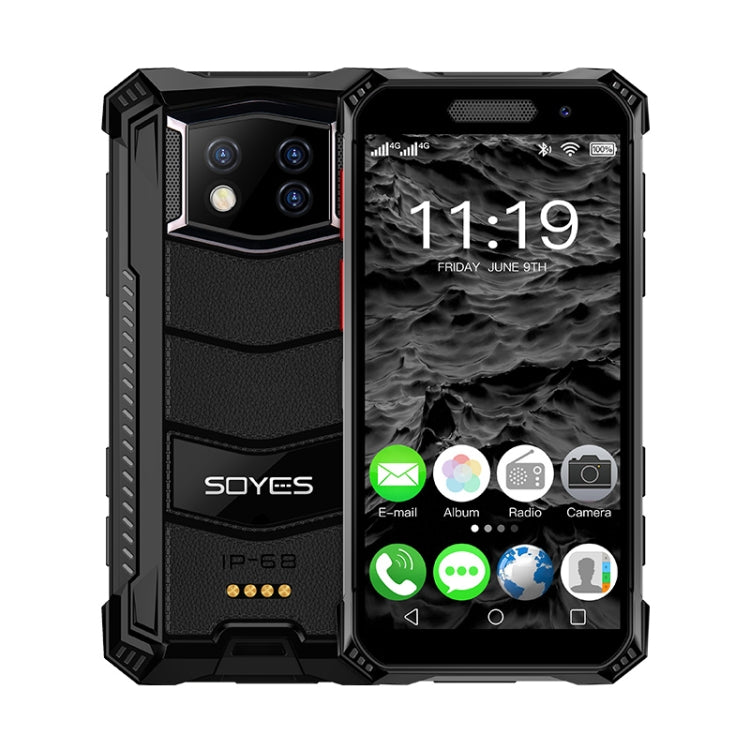 SOYES S10 Max Rugged Phone, 6GB+128GB, IP68 Waterproof Dustproof Shockproof, Face ID & Fingerprint Identification, 3.5 inch Android 10.0 MTK6762 Octa Core up to 2.0GHz, Dual SIM, PTT Walkie Talkie, OTG, NFC, Network: 4G(Black)