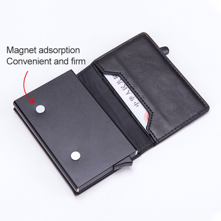 Magnetic RFID Bag Multifunctional Aluminum Automatic Pop-up Credit Card Package(Brown)