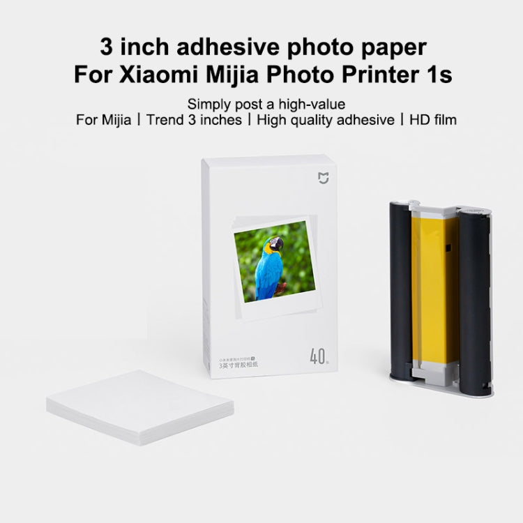 Original Xiaomi Mijia 1S Mini Automatic Pocket Photo Printer 3 inch Adhesive Photo Paper for PC5841 (White)