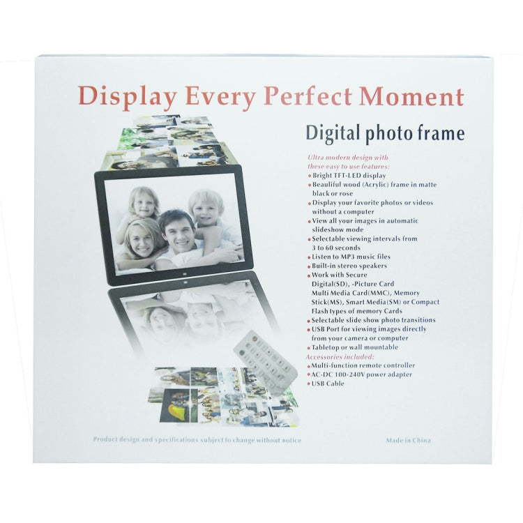 15 inch Digital Picture Frame with Remote Control Support SD / MMC / MS Card and USB , Black