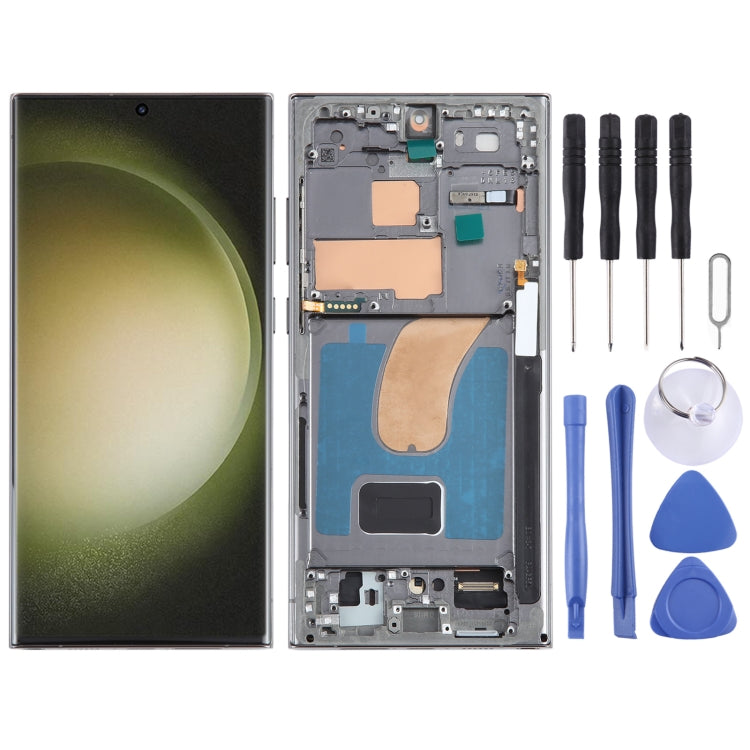 For Samsung Galaxy S23 Ultra SM-S918B Original LCD Screen Digitizer Full Assembly with Frame (Green)