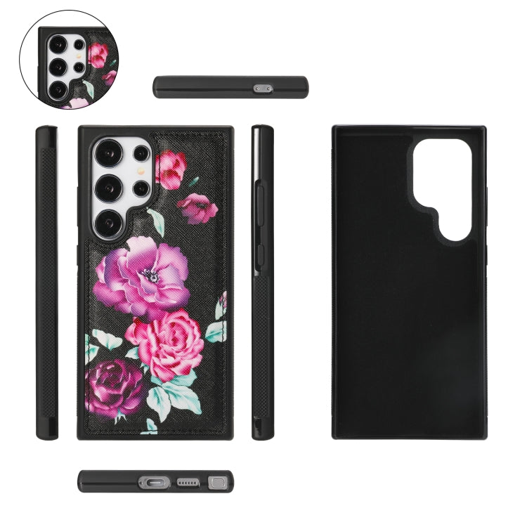 For Samsung Galaxy S24 5G Flower Multi-functional Crossbody Zipper Wallet Leather Phone Case(Black)