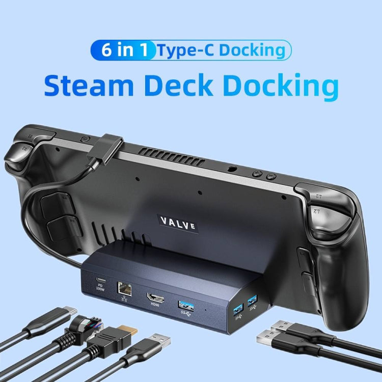HBC065 6 In 1 For Steam Deck Expansion Dock Base HDMI HD 4K/60Hz Output