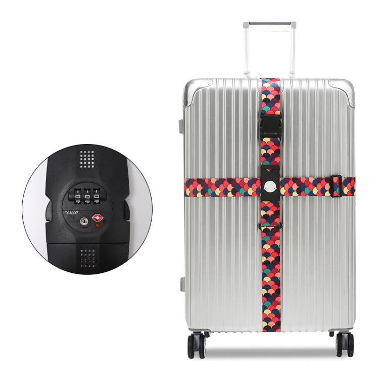 Luggage Cross Customs Lock Binding Strap, Color: Colorful Dragon Scales (TSA)