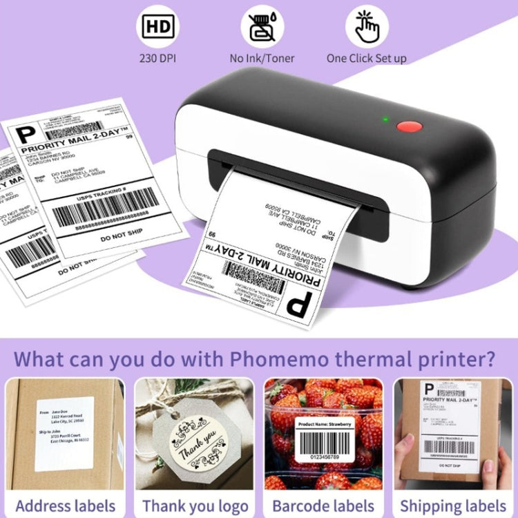 Phomemo PM246S Address Label Printer Thermal Paper Express E-Manifest Printer, Size: EU(White)