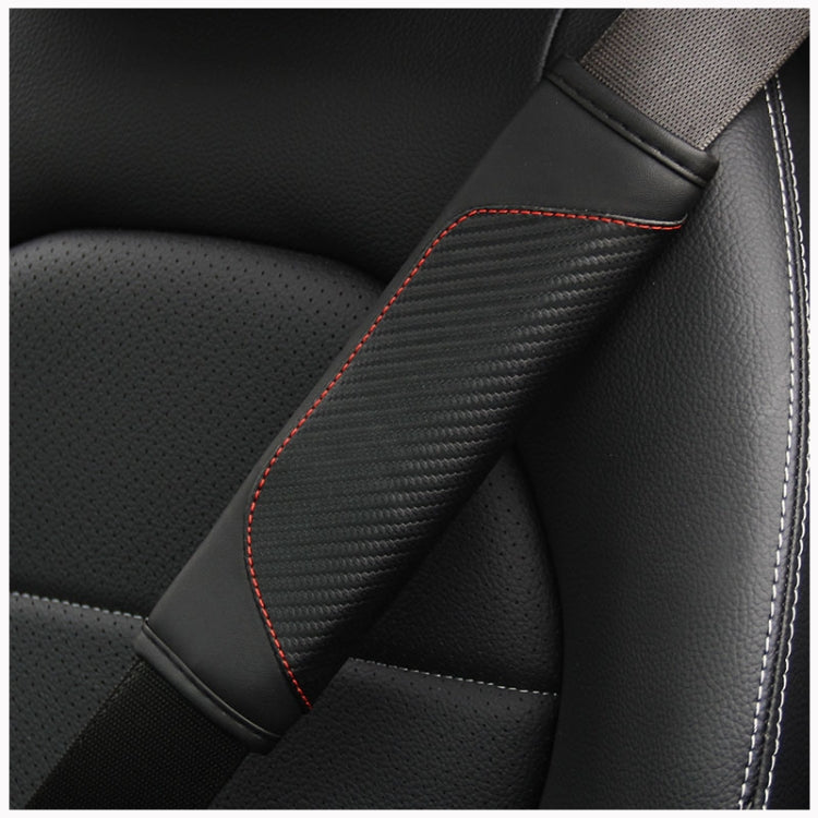 Car Seat Belt Cover Carbon Fiber Leather Auto Seat Shoulder Protection, Style: Black