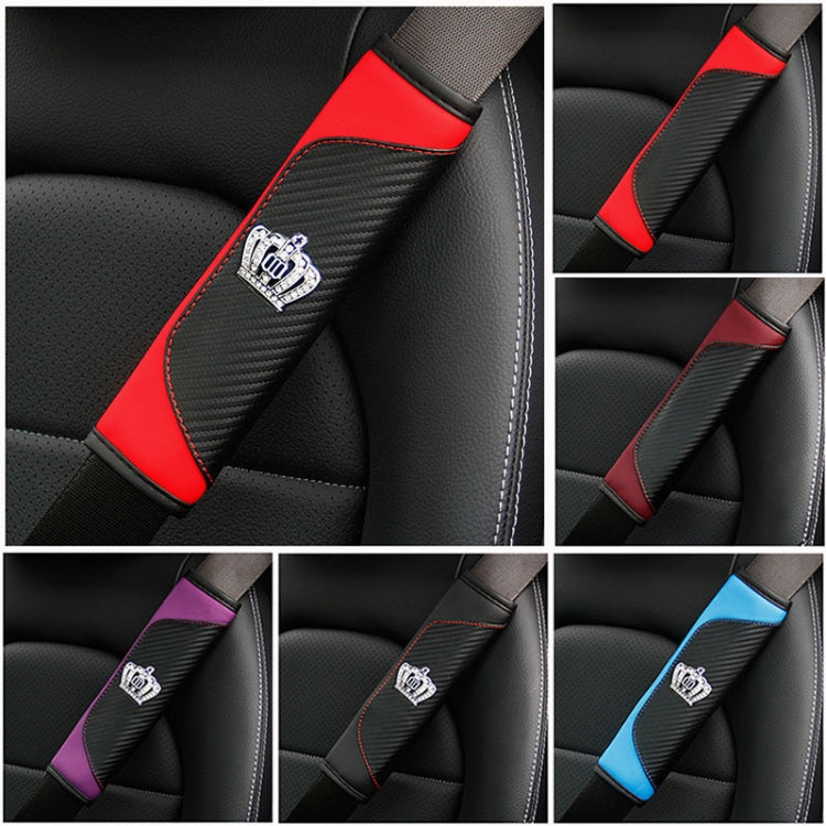 Car Seat Belt Cover Carbon Fiber Leather Auto Seat Shoulder Protection, Style: Black