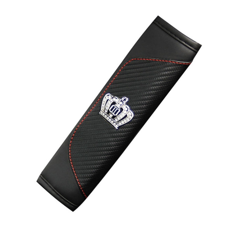 Car Seat Belt Cover Carbon Fiber Leather Auto Seat Shoulder Protection, Style: Crown Black