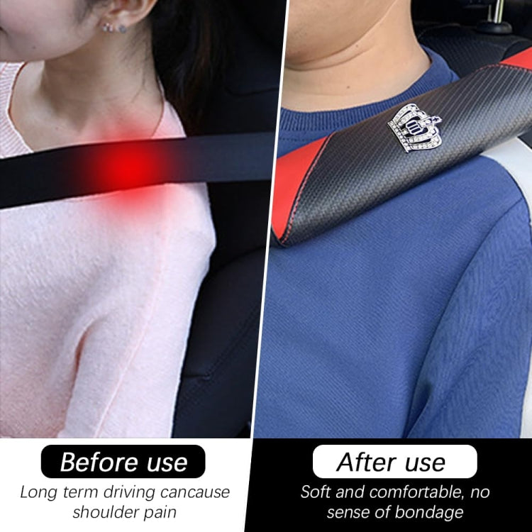 Car Seat Belt Cover Carbon Fiber Leather Auto Seat Shoulder Protection, Style: Crown Black