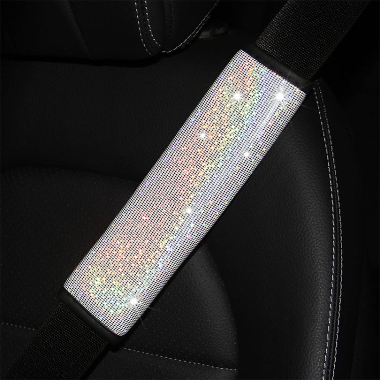 Bling Car Leather Seat Belt Cover Shoulder Pads(Colorful White)