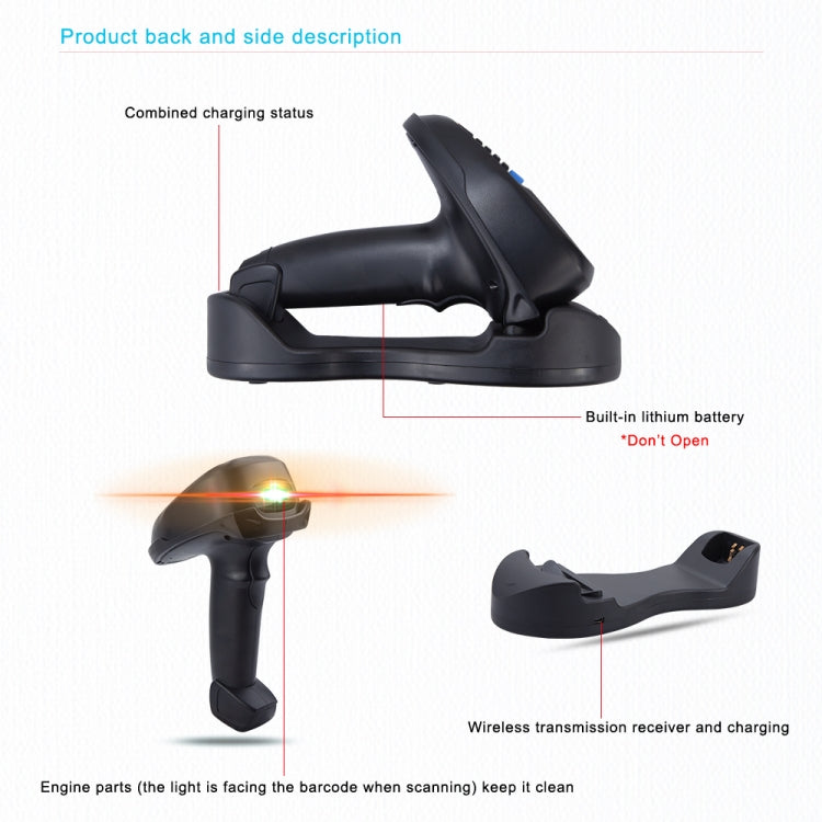 1D Laser  Wireless Barcode Reader Scanner Data Collector With 2.2-Inch LCD Screen