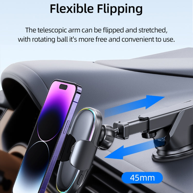 USAMS US-CD187 15W Car Colorful Light Mechanical Wireless Charging Holder