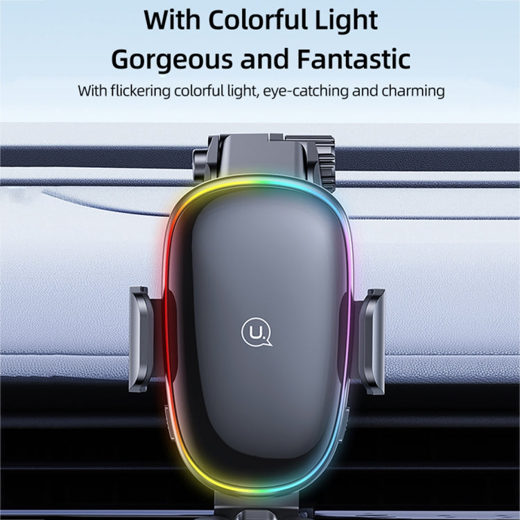 USAMS US-CD187 15W Car Colorful Light Mechanical Wireless Charging Holder