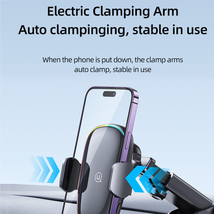 USAMS US-CD187 15W Car Colorful Light Mechanical Wireless Charging Holder