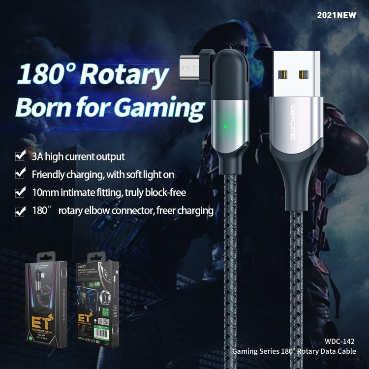 WK WDC-142m 3A Game Series USB to Micro USB 180 Degree Rotating Data Cable, Length: 1m