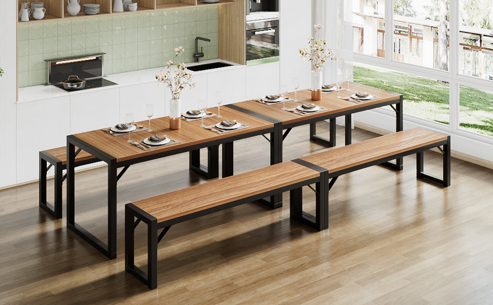 Dining Room Set, Dining Table Set with Benches