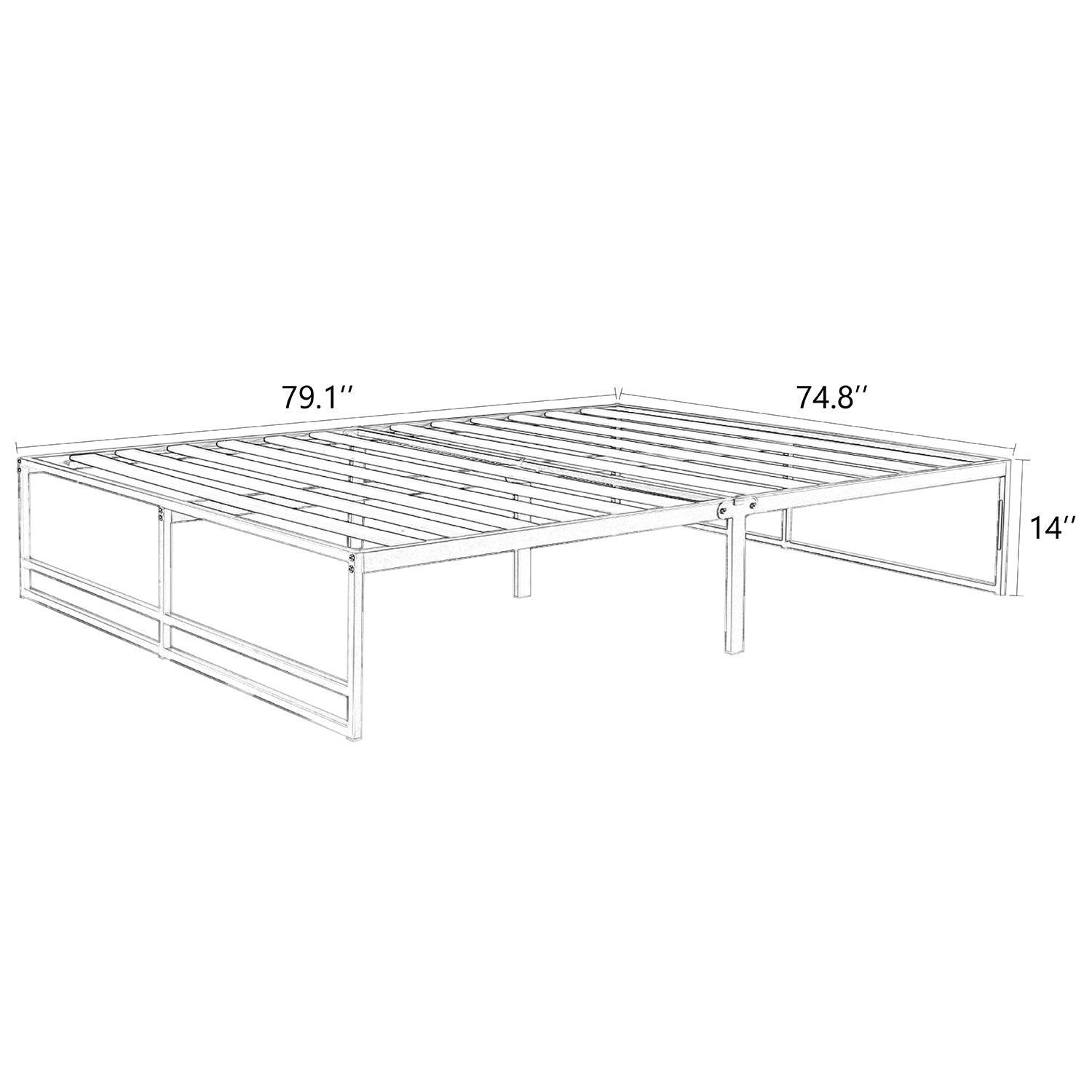 Metal Platform Bed Frame with 14' Under Bed Storage