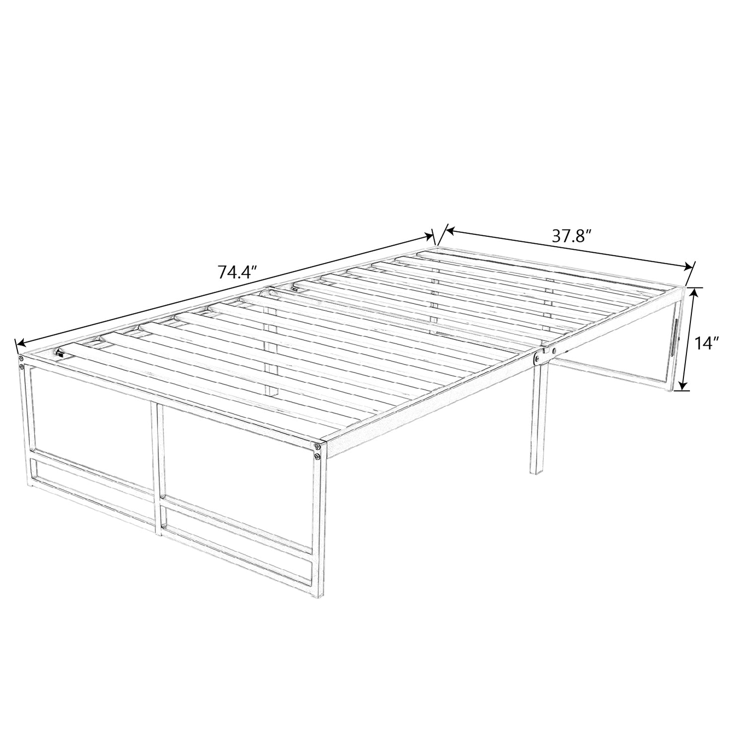 Metal Platform Bed Frame with 14' Under Bed Storage