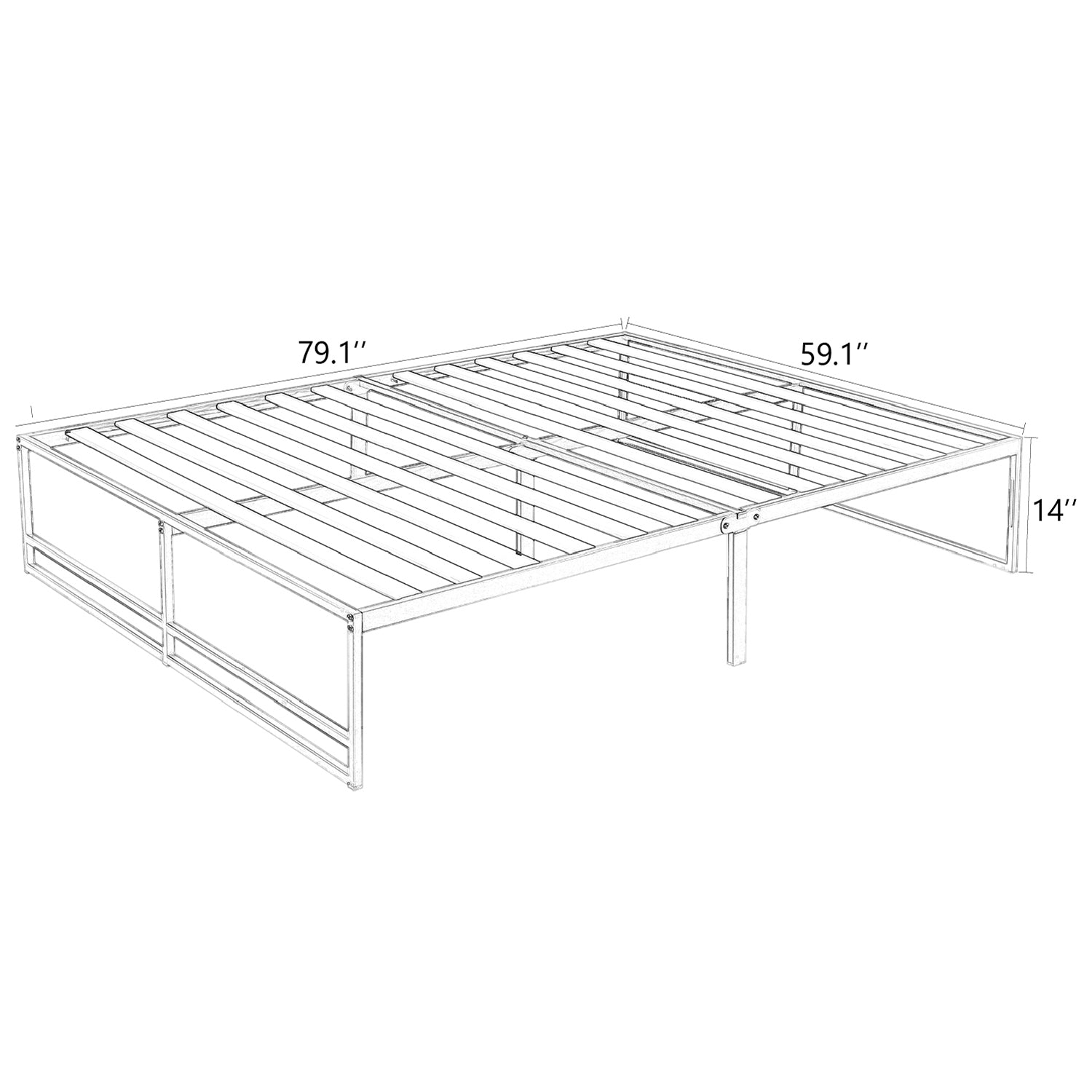 Metal Platform Bed Frame with 14' Under Bed Storage